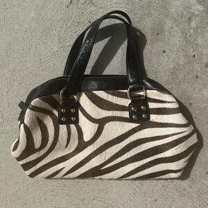 Bloomingdale’s zebra print calf hair purse/bag super cute